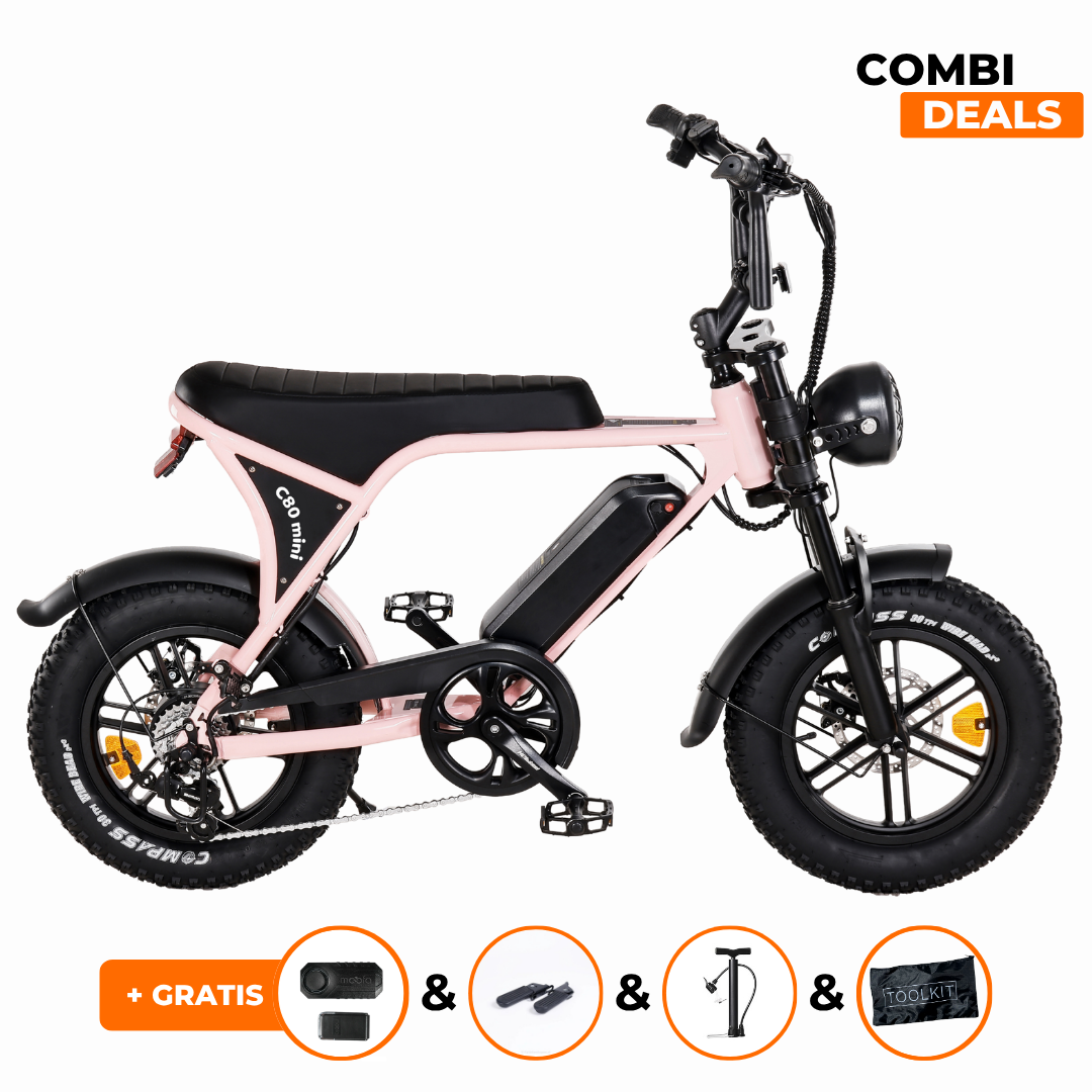 Ouxi C80 Mini Fatbike Roze | 2025 edition | Combi-deal