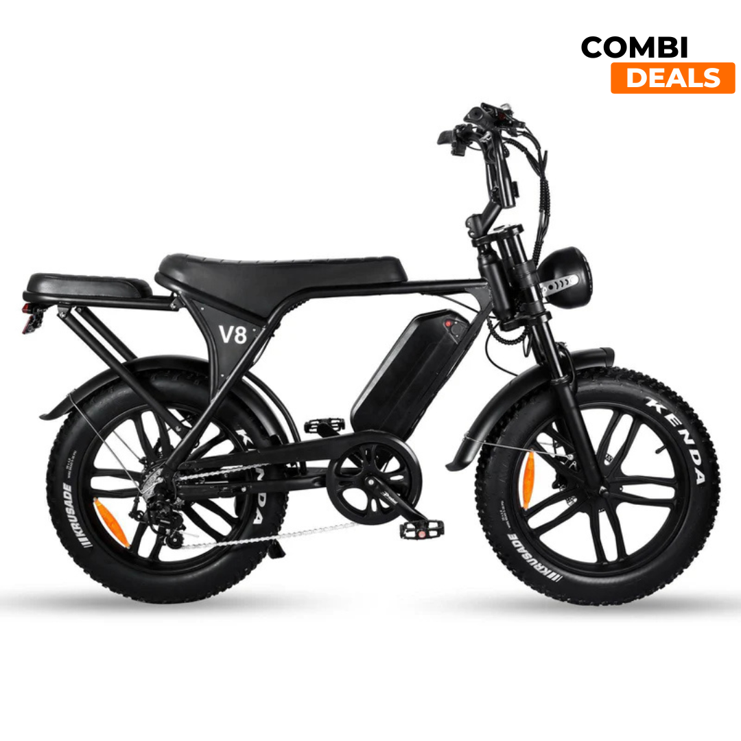 Ouxi V8 3.0 Zwart | Fatbike | 25km/u | 2024 edition | Hydraulische remmen | Combi-deal