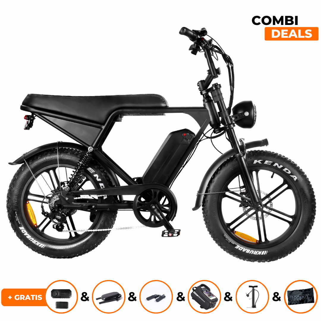 Ouxi V8 4.0 Zwart | Fatbike | 25km/u | 2025 edition | Hydraulische remmen | Combi-deal