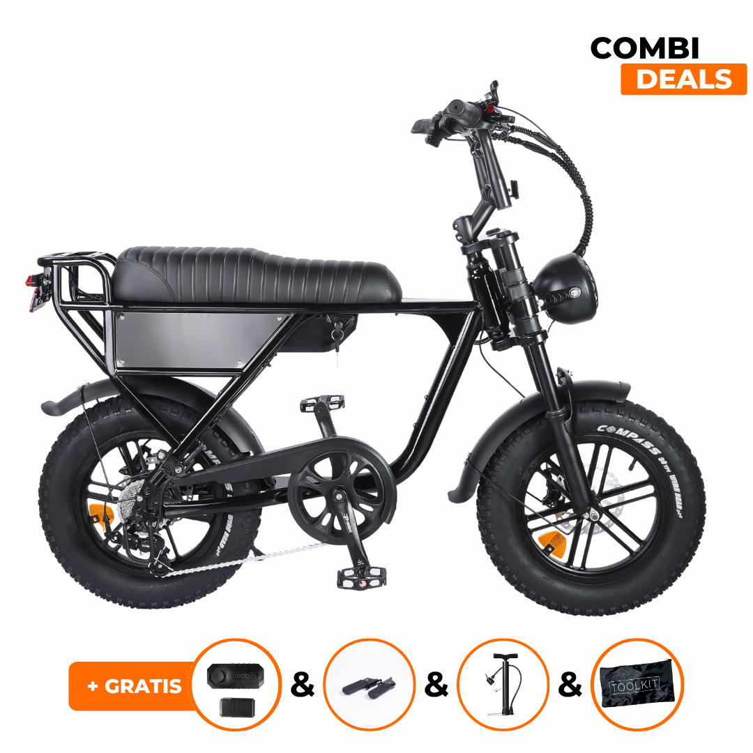 Ouxi C63 Mini Fatbike Zwart | Hydraulische Remmen | 2025 Edition
