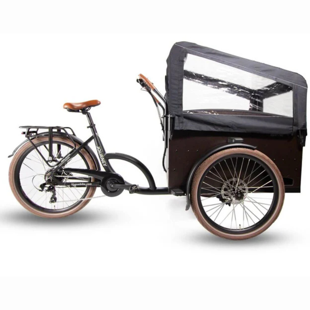 Vogue Journey S Mat Zwart Met Bruin | Elektrische bakfiets