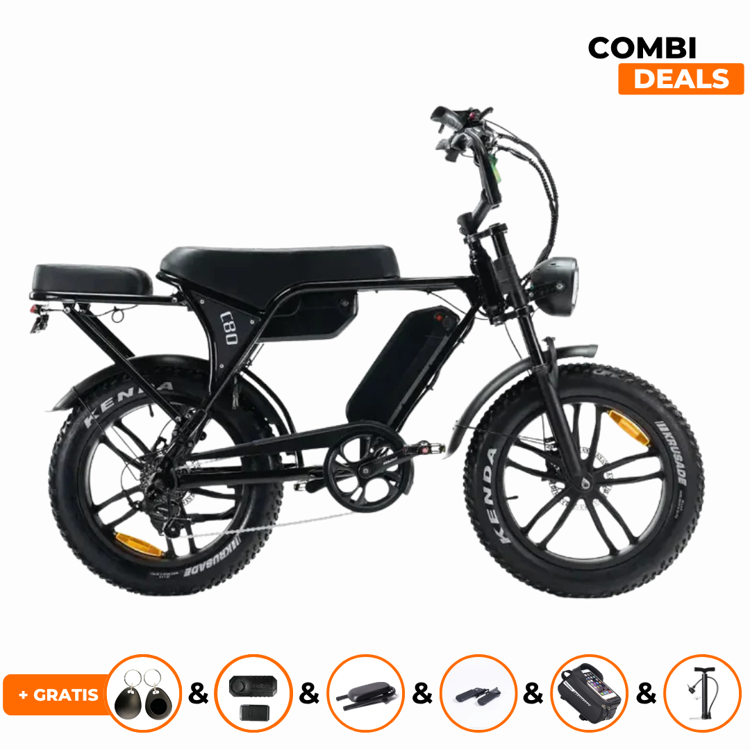 Ouxi C80 Max - NFC Key Zwart | Fatbike |  Dubbele accu | 2025 edition | Hydraulische remmen | Combi-deal