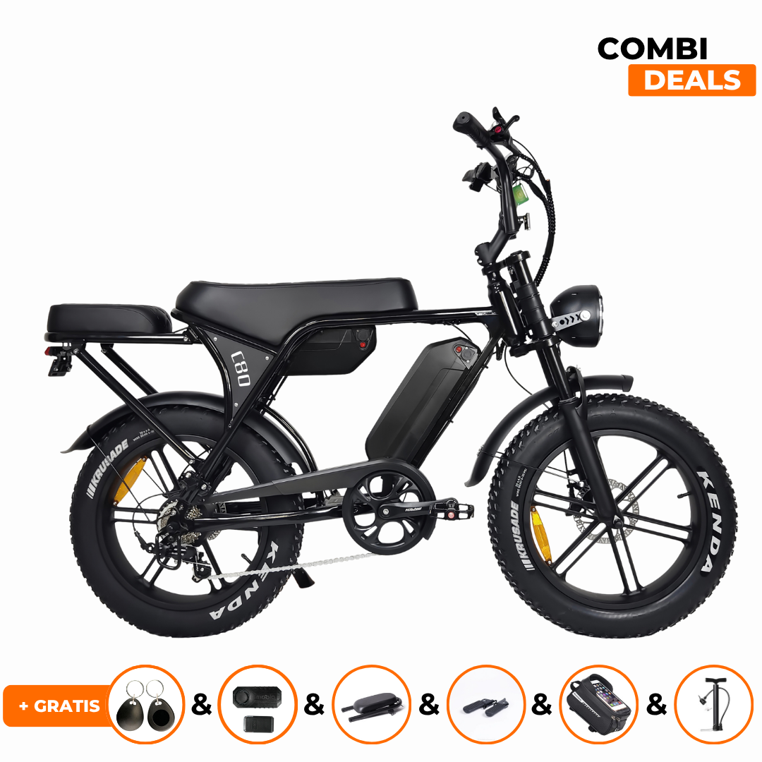 Ouxi C80 Max - NFC Key Zwart | Fatbike |  Dubbele accu | 2025 edition | Hydraulische remmen | Combi-deal