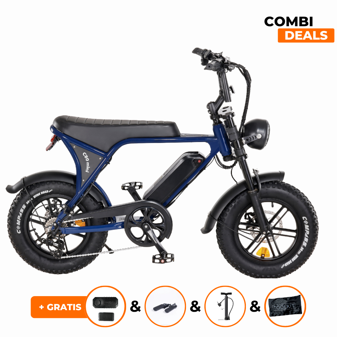 Ouxi C80 Mini Fatbike Blauw | 2025 edition | Combi-deal