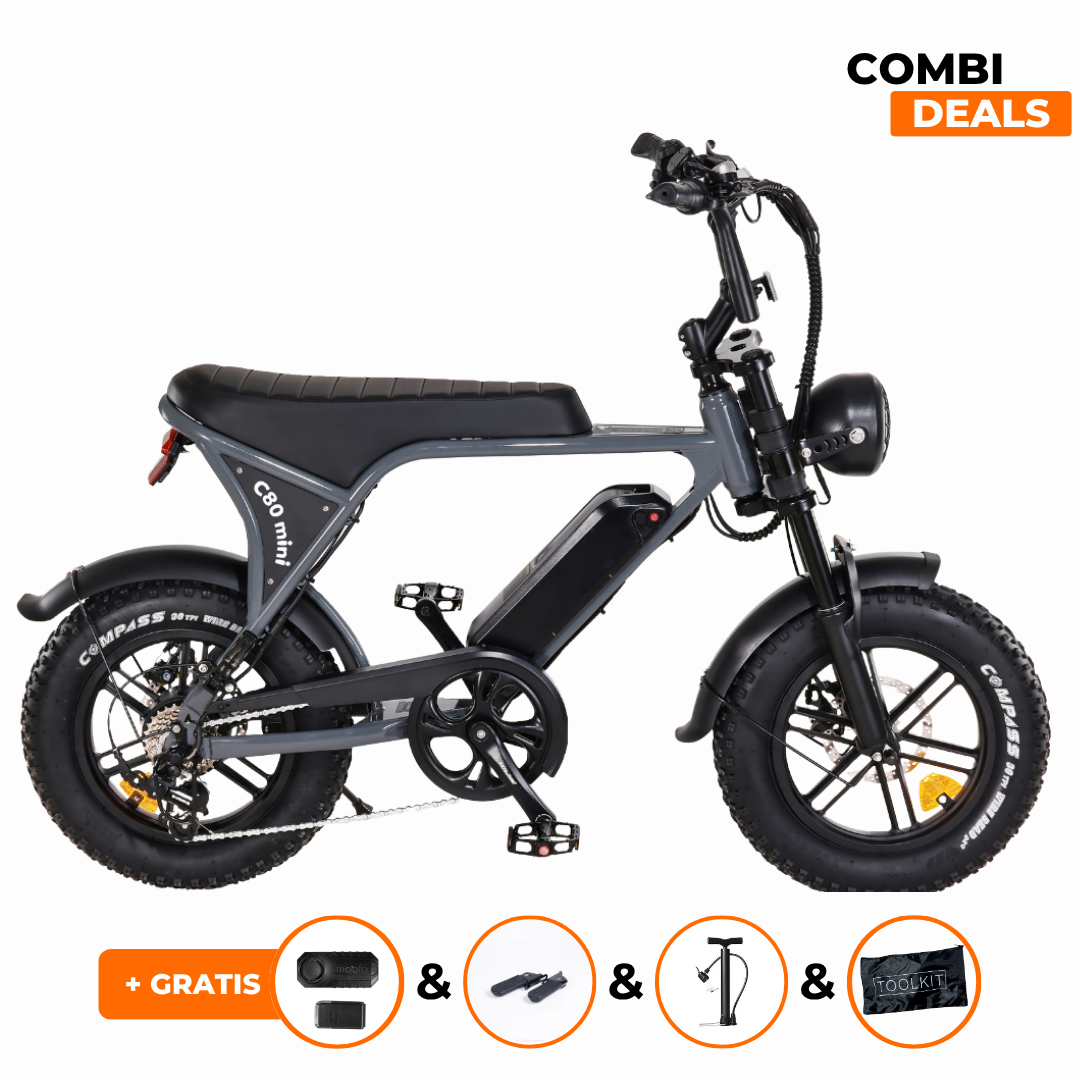 Ouxi C80 Mini Fatbike Grijs | 2025 edition | Combi-deal