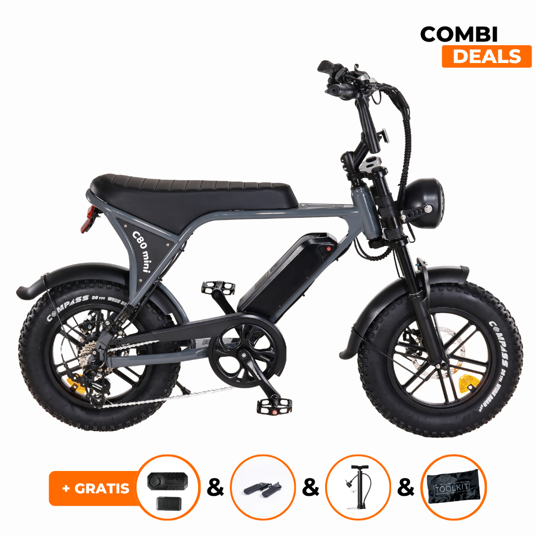 Ouxi C80 Mini Fatbike Grijs | 2025 edition | Combi-deal