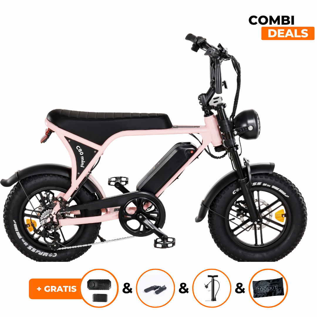 Ouxi C80 Mini Fatbike Roze | 2025 edition | Combi-deal