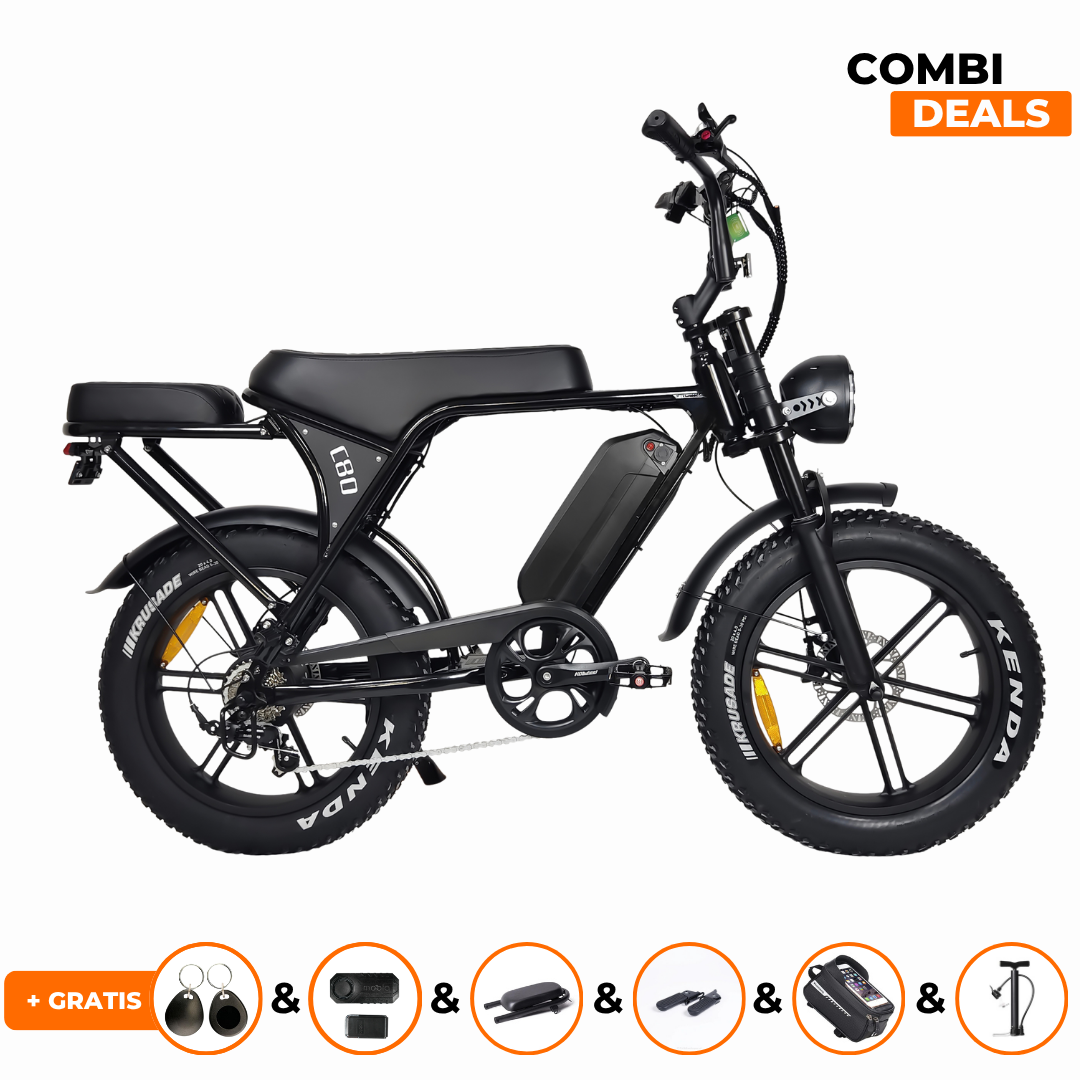 Ouxi C80 Zwart - NFC Key | Fatbike | 2025 edition | Hydraulische remmen | Combi-deal