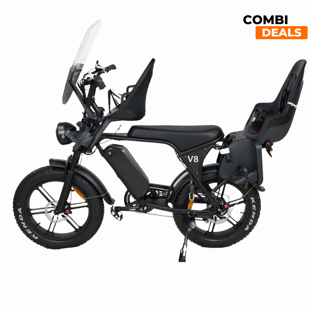 Ouxi V8 Family bike Zwart | Fatbike | 2025 edition | Hydraulische remmen | Combi-deal