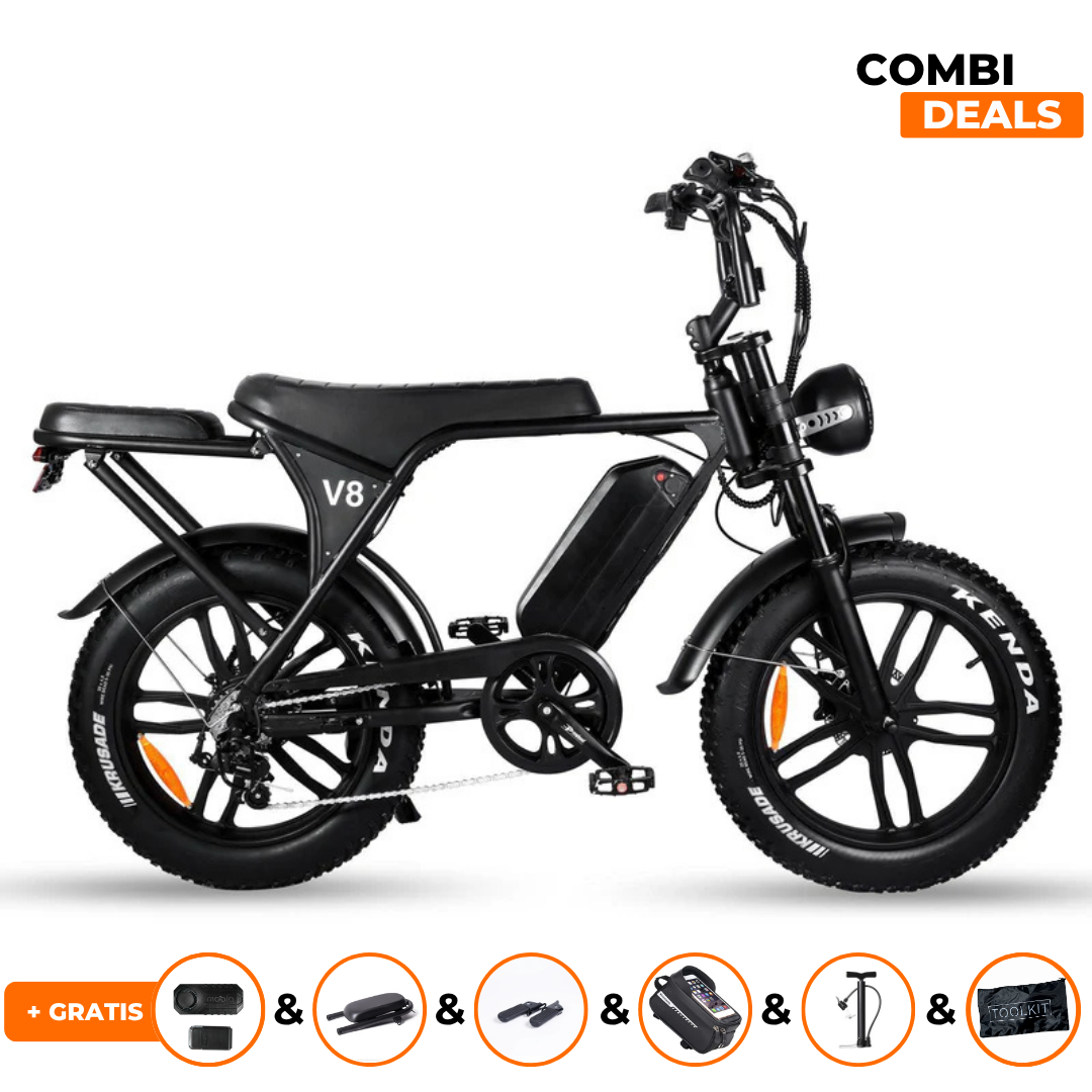 Ouxi V8 3.0 Zwart | Fatbike |  25km/u | 2024 edition | Hydraulische remmen | Combi-deal