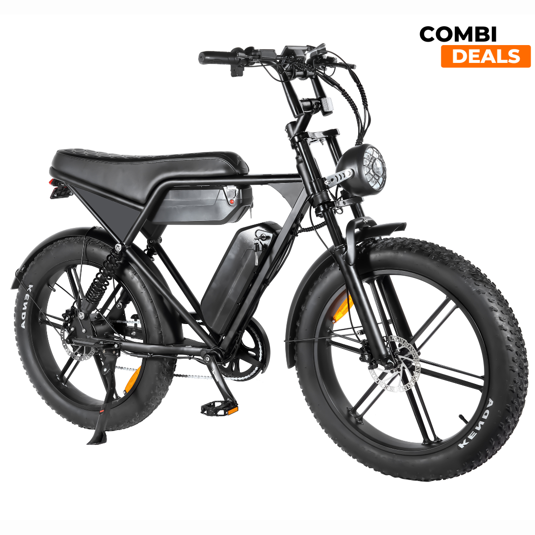 Ouxi V8 4.0 MAX Zwart | Fatbike | Dubbele Accu | 25km/u | 2025 edition | Hydraulische remmen | Combi-deal